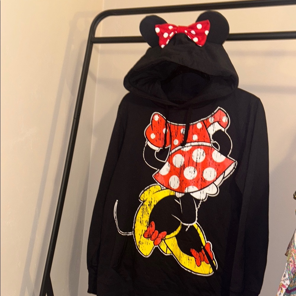 Disney Black Hoodie with Minnie Mouse Design